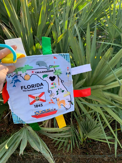 Florida State Tag Toy Crinkle Square That Teaches Facts