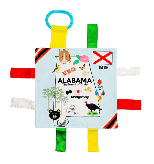 Alabama State Baby Tag Toy Crinkle Square That Teaches Facts