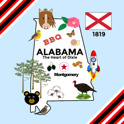 Alabama State Baby Tag Toy Crinkle Square That Teaches Facts