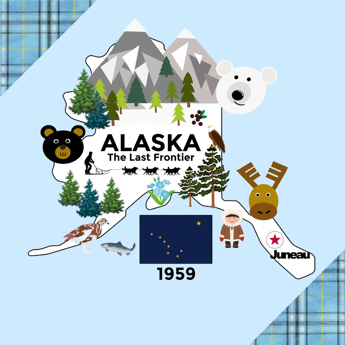 Alaska State Tag Toy Crinkle Square That Teaches Facts