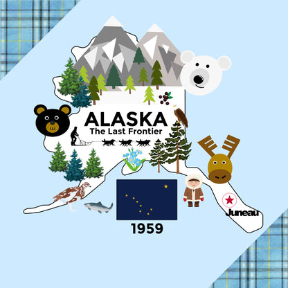 Alaska State Tag Toy Crinkle Square That Teaches Facts