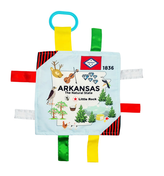 Arkansas State Baby Tag Toy Crinkle Square That Teaches Facts