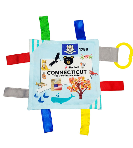 Connecticut State Tag Toy Crinkle Square That Teaches Facts