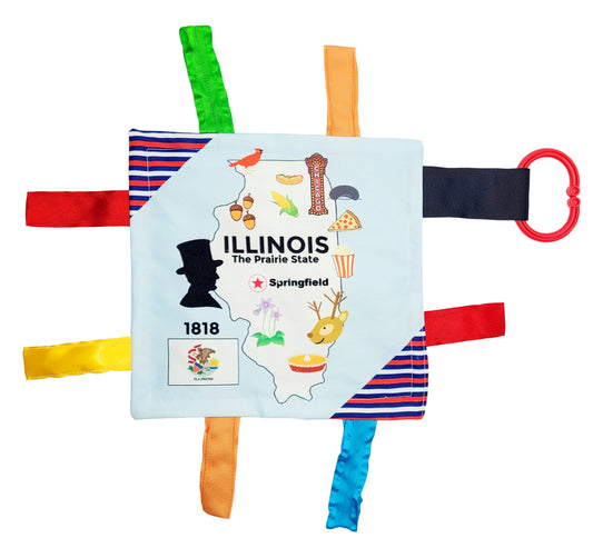 Illinois State Tag Toy Crinkle Square That Teaches Facts