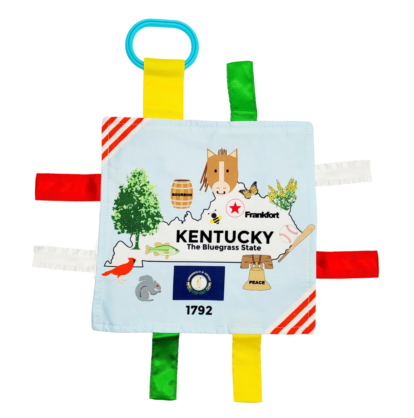 Kentucky State Tag Toy Crinkle Square That Teaches Facts