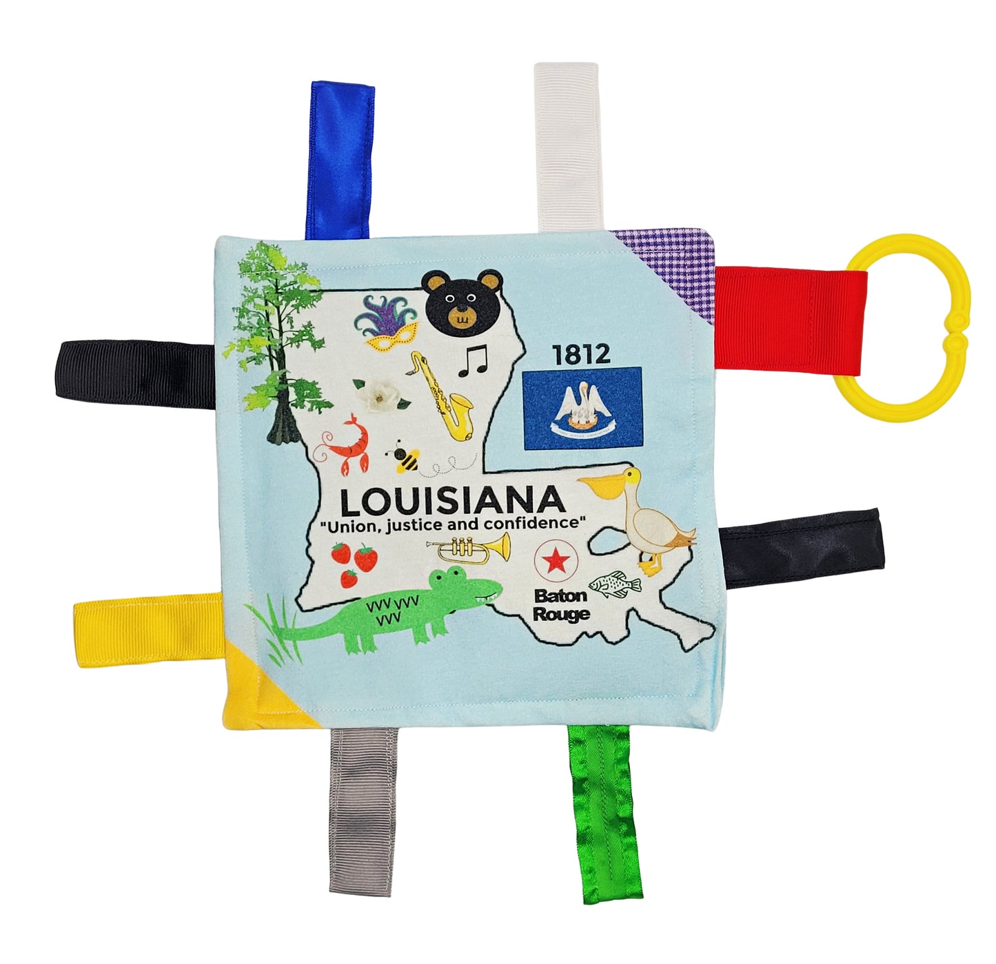 Louisiana State Tag Toy Crinkle Square That Teaches Facts