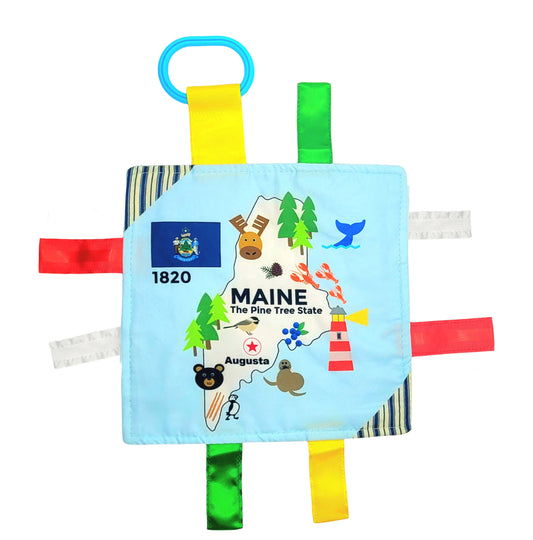 Maine State Tag Toy Crinkle Square That Teaches Facts