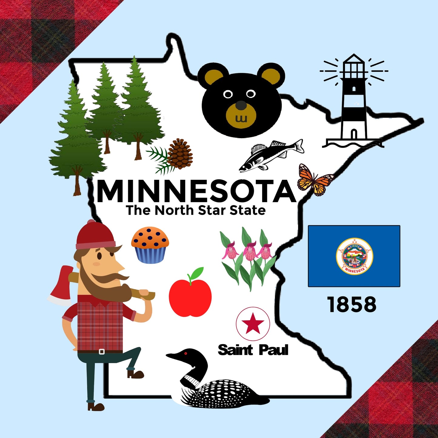 Minnesota State Tag Toy Crinkle Square That Teaches Facts