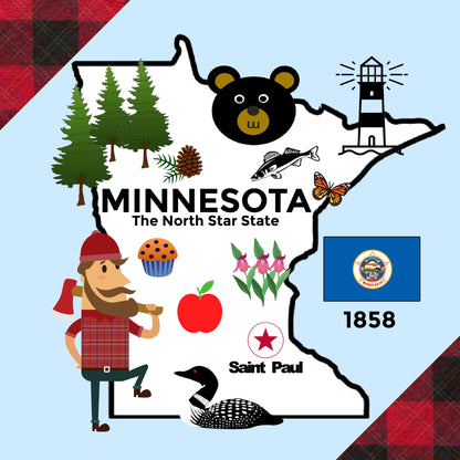 Minnesota State Tag Toy Crinkle Square That Teaches Facts