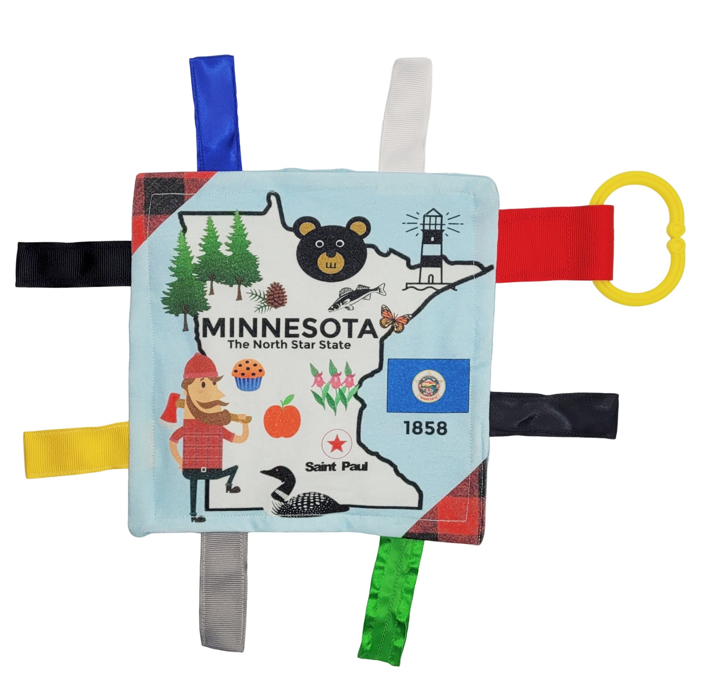 Minnesota State Tag Toy Crinkle Square That Teaches Facts