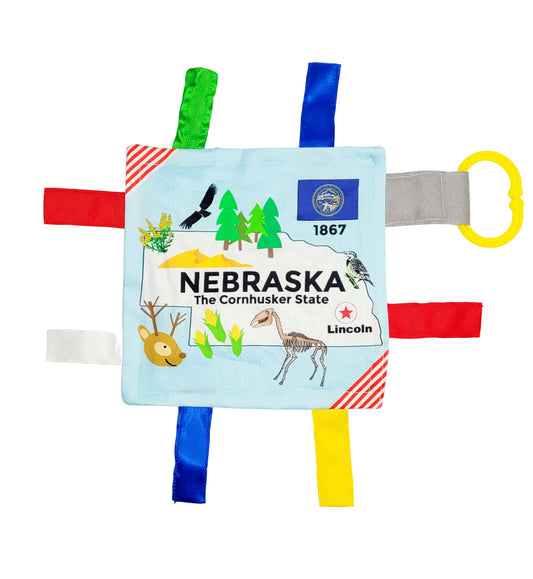 Nebraska State Tag Toy Crinkle Square That Teaches Facts