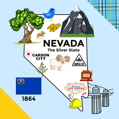 Nevada State Tag Toy Crinkle Square That Teaches Facts