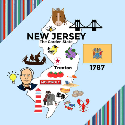 New Jersey State Tag Toy Crinkle Square That Teaches Facts