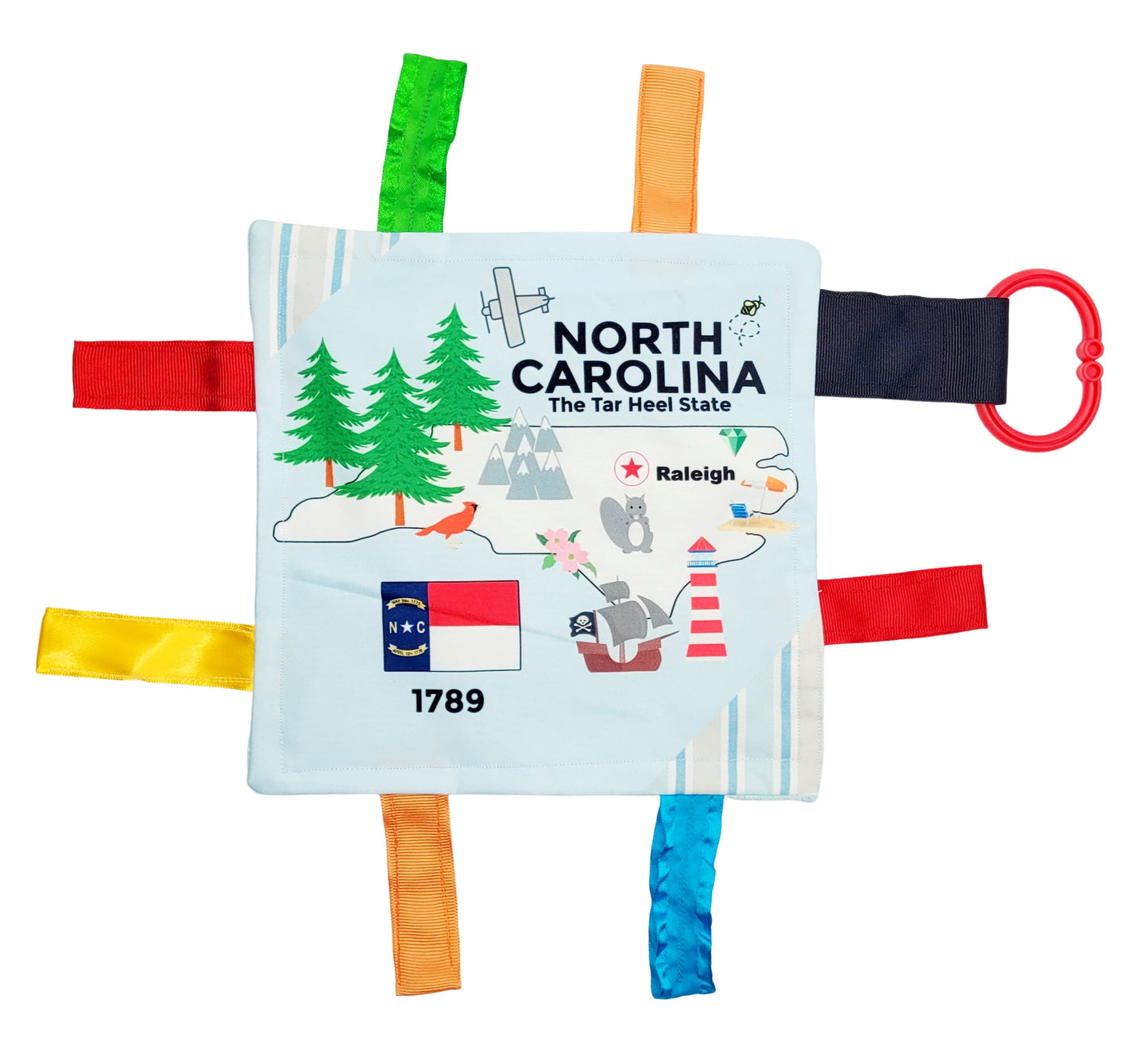 North Carolina State Tag Toy Crinkle Square That Teaches Facts