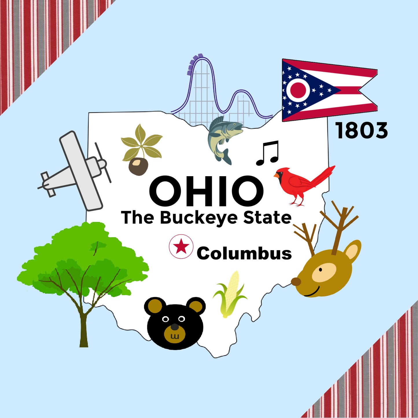 Ohio State Tag Toy Crinkle Square That Teaches Facts