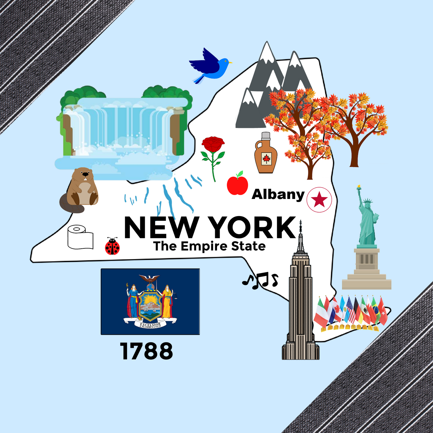 New York State Tag Toy Crinkle Square That Teaches Facts