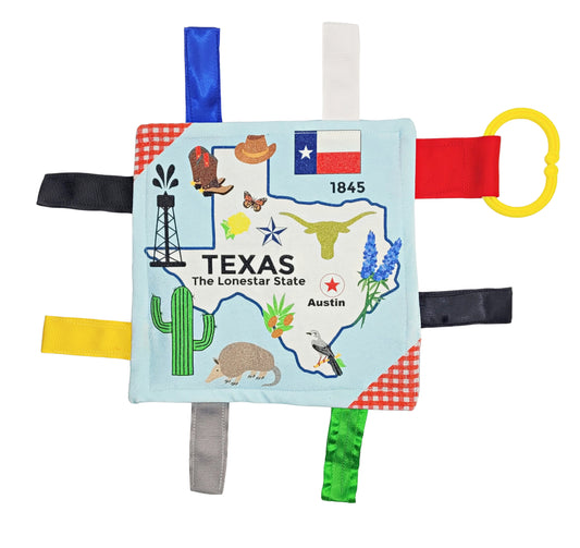 Texas State Tag Toy Crinkle Square That Teaches Facts