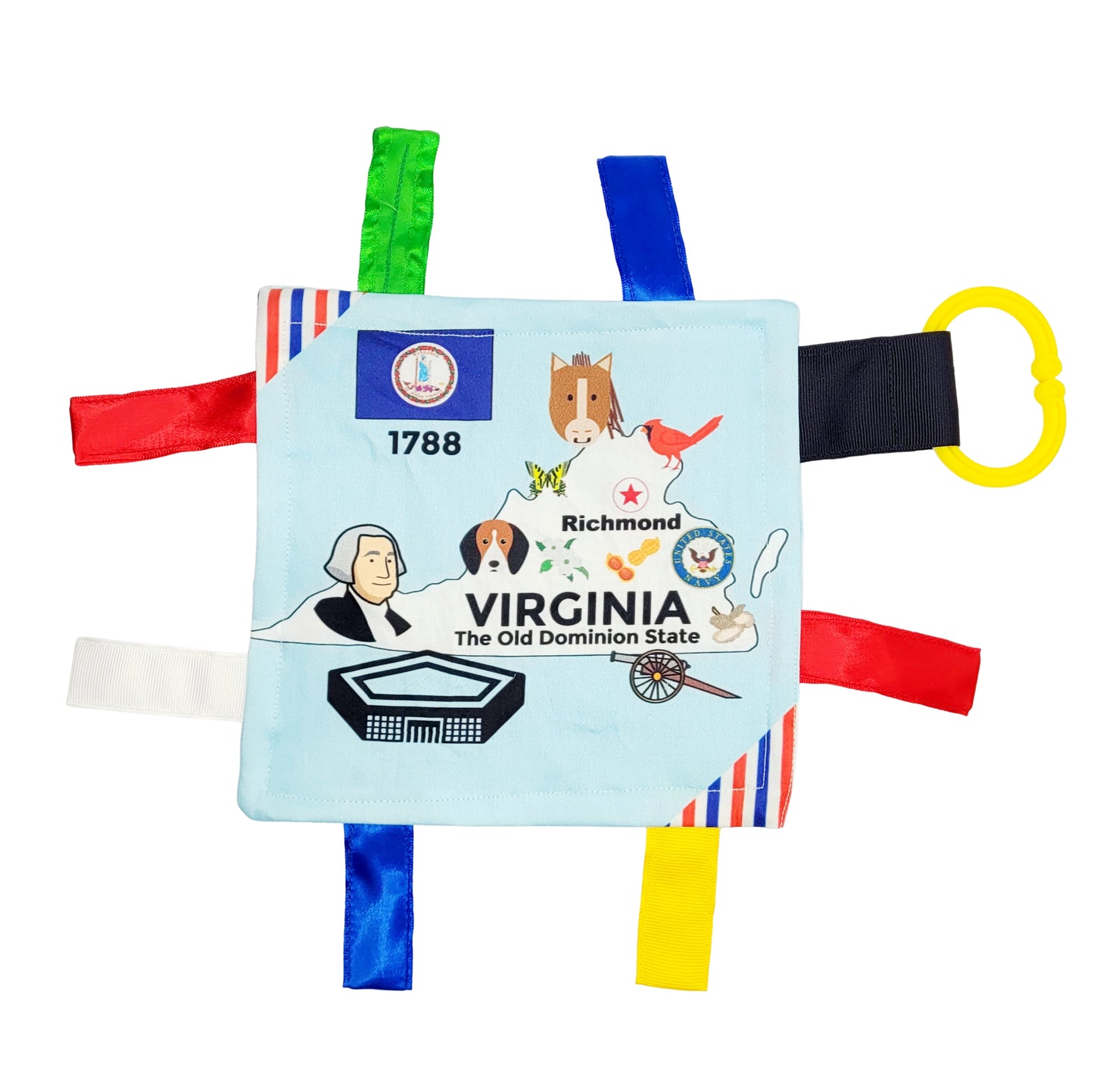 Virginia State Tag Toy Crinkle Square That Teaches Facts