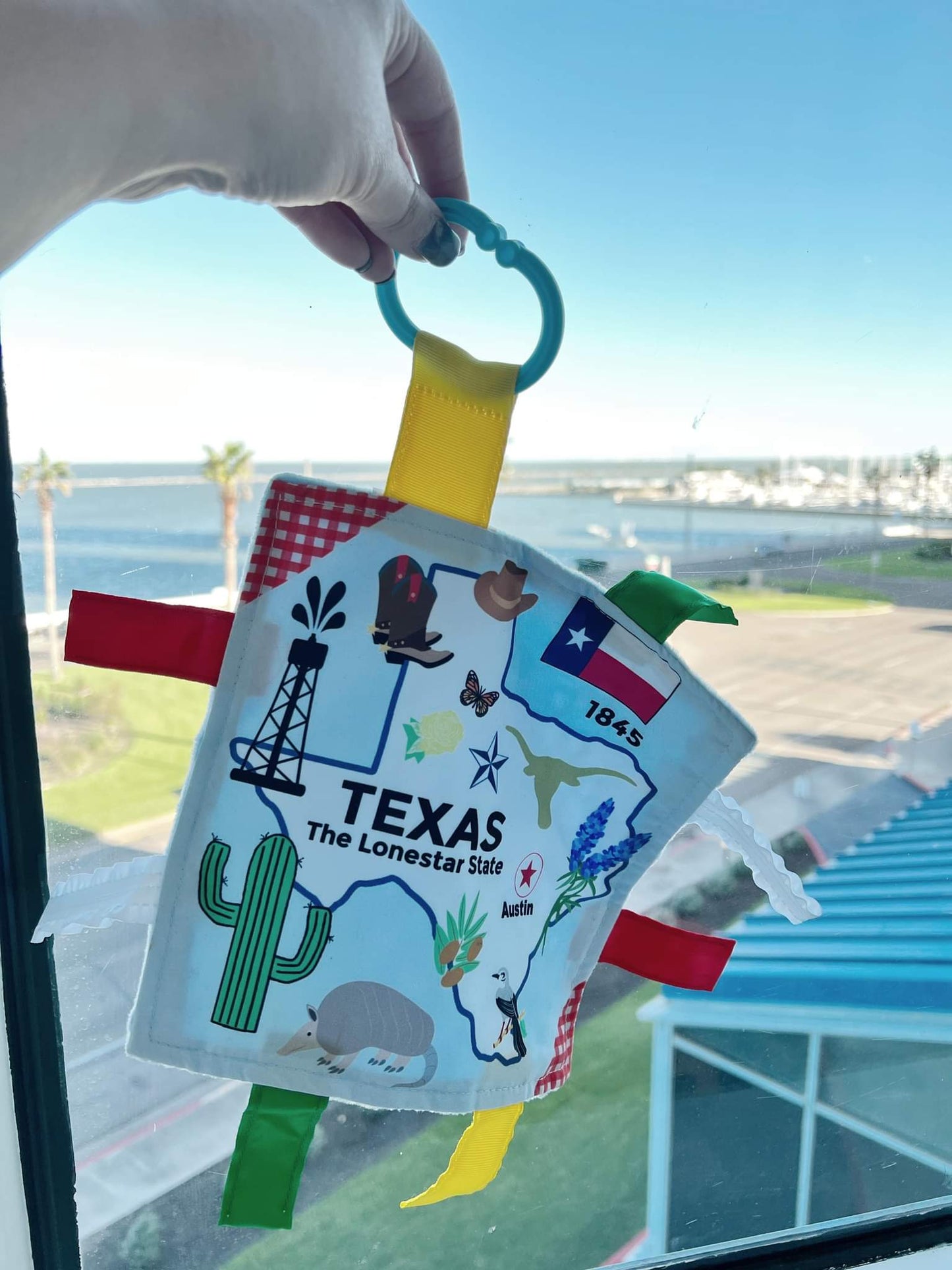 Texas State Tag Toy Crinkle Square That Teaches Facts